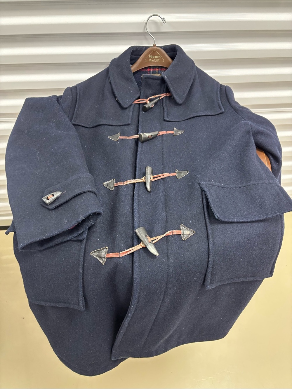 Sears Men's Navy Wool Duffle Coat with Toggle Fastenings